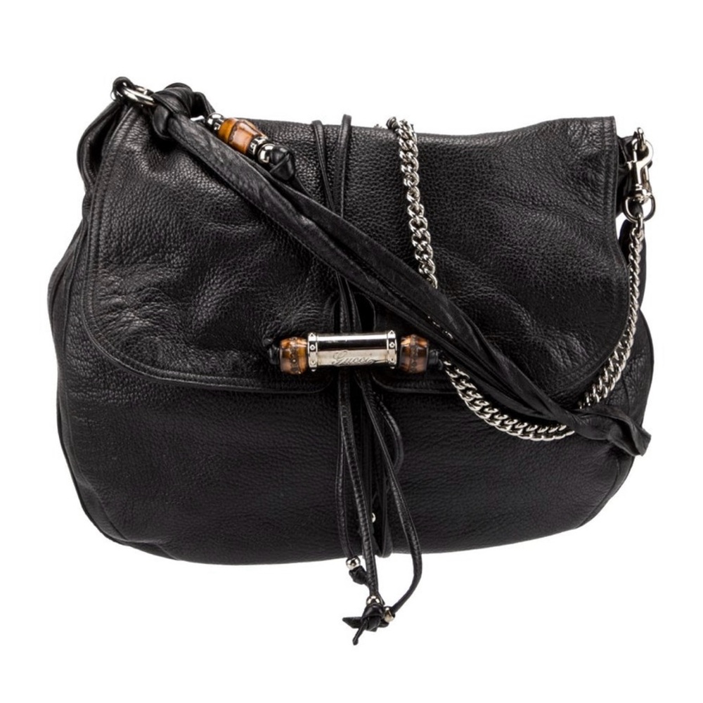 Gucci Bamboo Jungle Bag in Black Leather